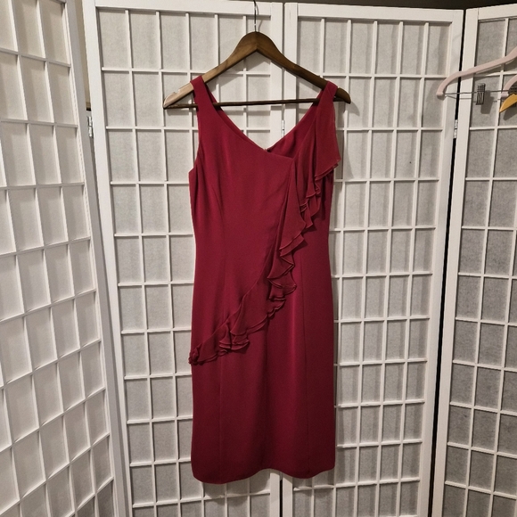 Armani Collezioni Dresses & Skirts - Armani Collezioni Silk Red Ruched Sleeveless Dress Sz 4